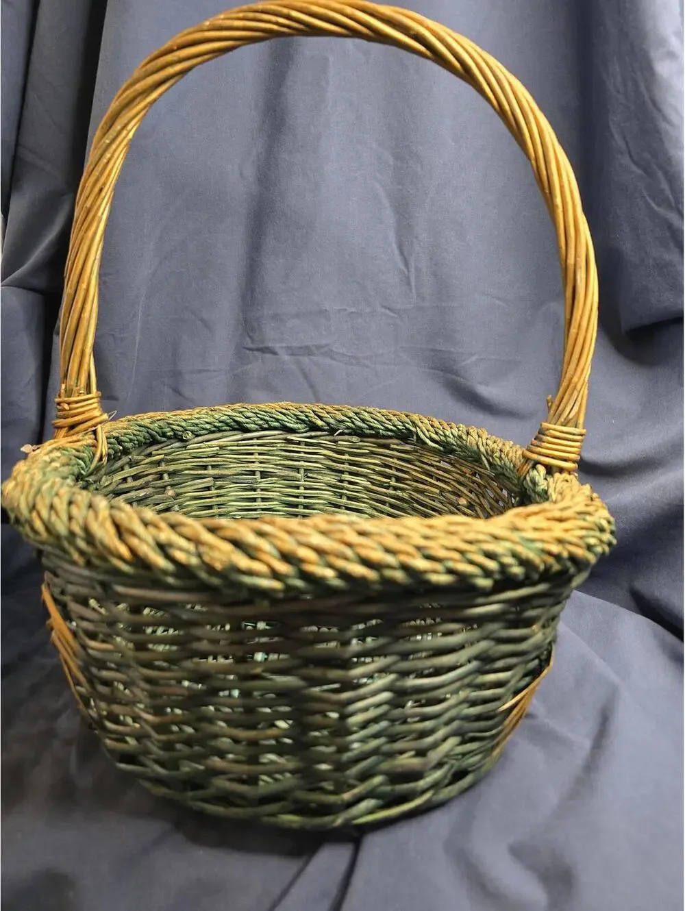 Vintage Woven Rattan/Bentwood Gathering Basket